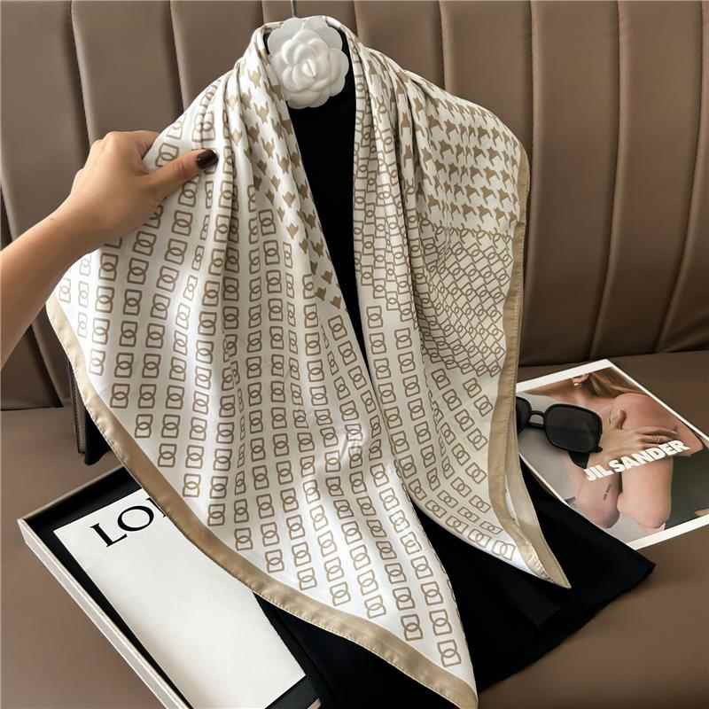 新款90cm大方巾彷真丝优雅高级装饰披肩女士丝巾时尚百搭职业领巾详情14