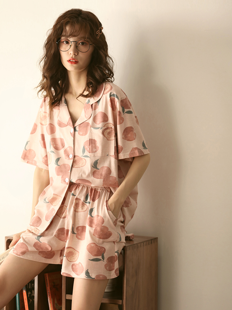 2022年新款睡衣女夏季纯棉薄款短袖大码200斤春夏家居服两件套装