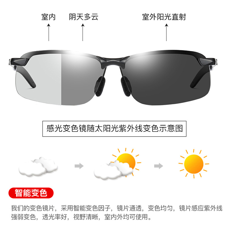 New 3043 men's sunglasses, day and night dual-purpose driving glasses, smart color-changing polarized sunglasses, approved by the manufacturer details Picture