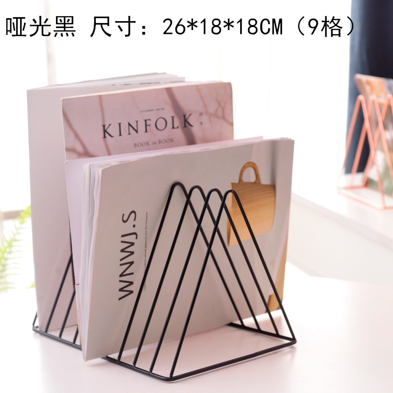 ins北欧简约办公小书架桌面收纳学生桌上简易创意铁艺办公室书立产品图