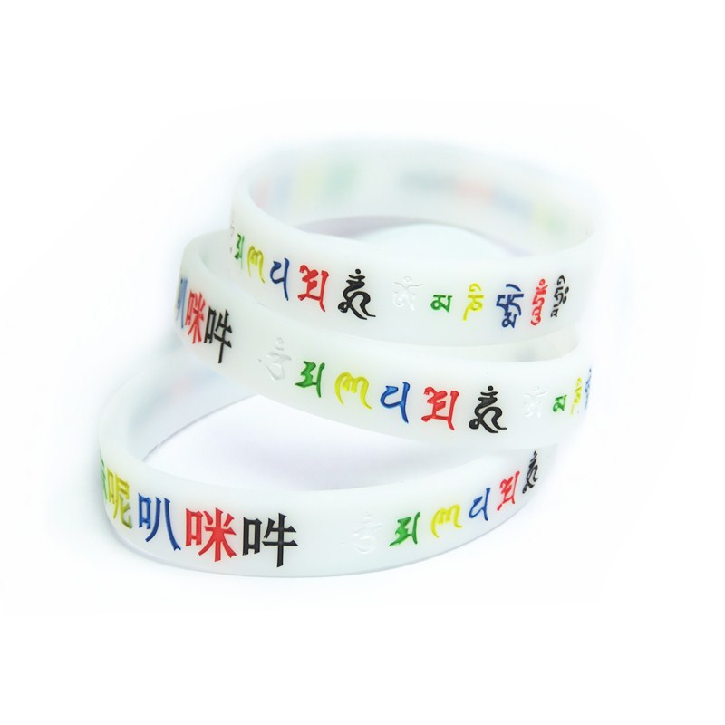 迷彩观音文殊心咒混色大明咒环夜光经文运动硅胶手环法会寺庙结缘产品图