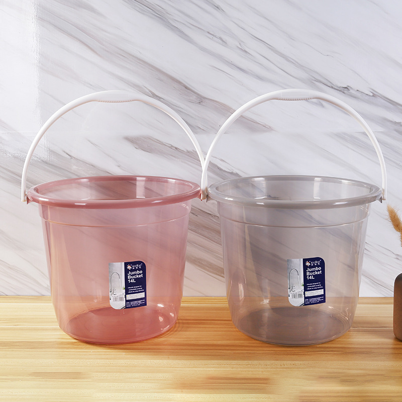 2022新款塑料透明圆形加厚手提水桶家用塑料桶收纳储水桶详情图2