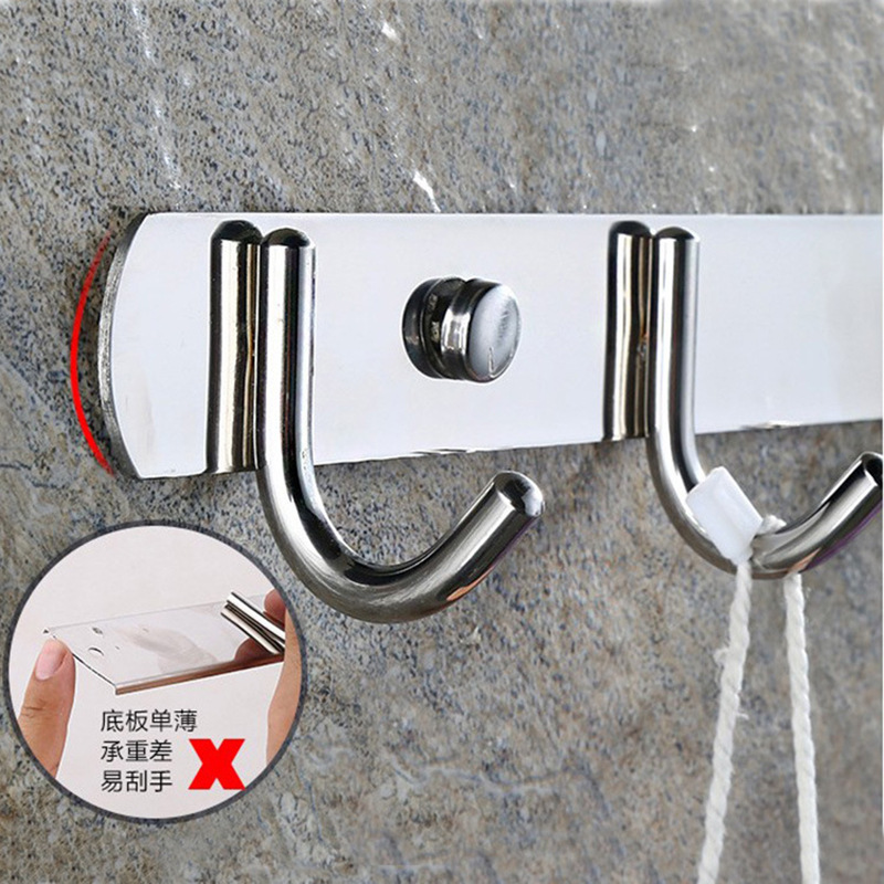 No-drilling 304 stainless steel coat hook, thickened hook, new type of row hook, door rear coat hook, bathroom and kitchen hanging accessories Application Scenario