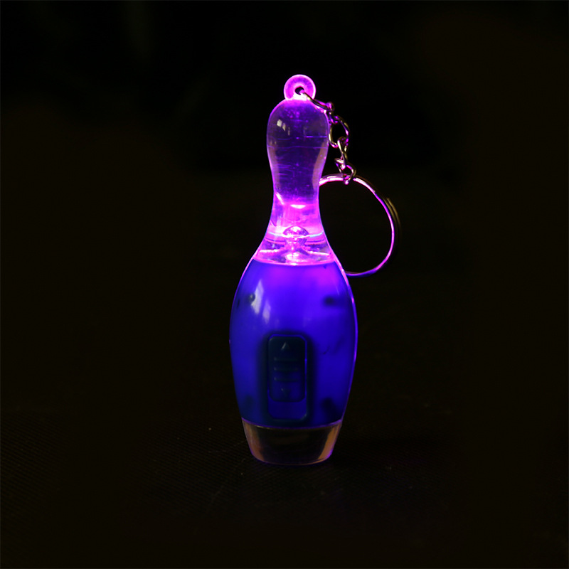 跨境创意LED发光塑料保龄球钥匙扣挂件彩灯小礼品可印logo详情图3