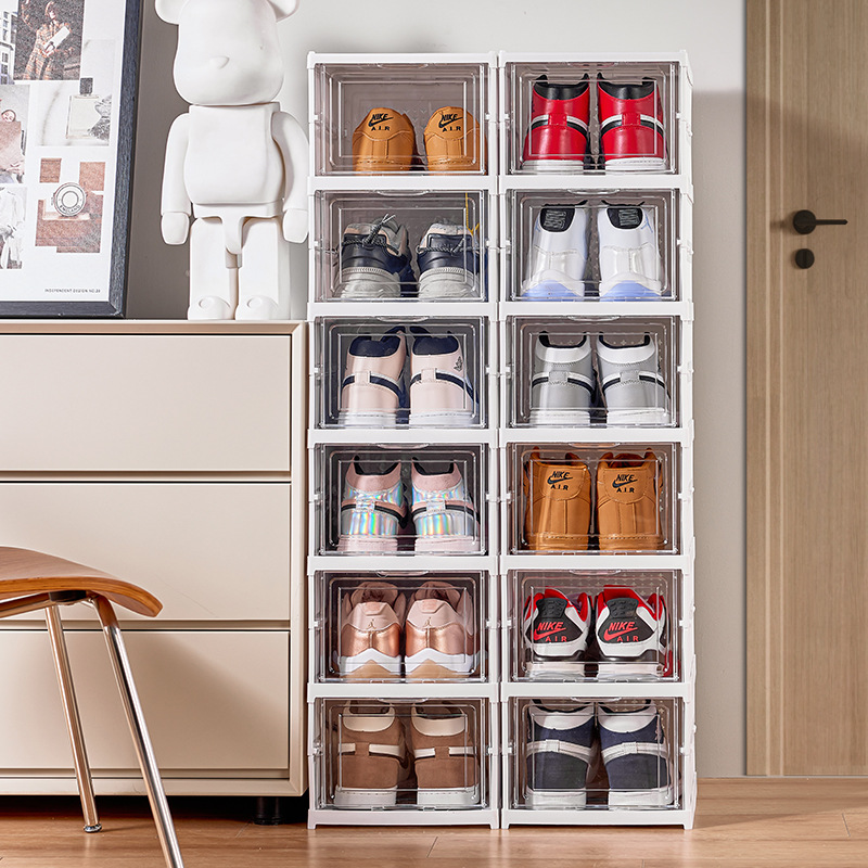 No Installation Thickened Shoe Box Transparent Shoe Cabinet Storage Box Home Simple Shoe Rack Plastic Foldable Shoe Cabinet With Cover Application Scenario