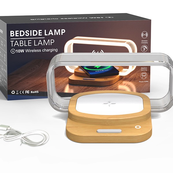 New cross-border Amazon gift: 10W wireless charging wooden bedside touch acrylic portable desk lamp Application Scenario
