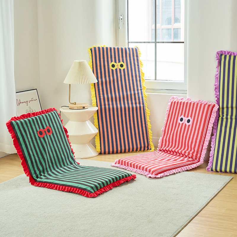 Striped Folding Lazy Sofa Tatami Bay Window Chair Student Dormitory Bed Creative Single Chair Lazy Chair Sofa Lazy Chair Single Chair Dormitory Technology Cloth Lazy Sofa Application Scenario