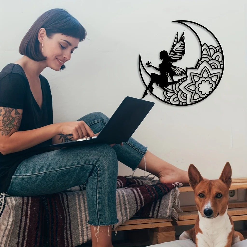 铁制工艺品1 件装黑月亮仙女金属标志牌爆款