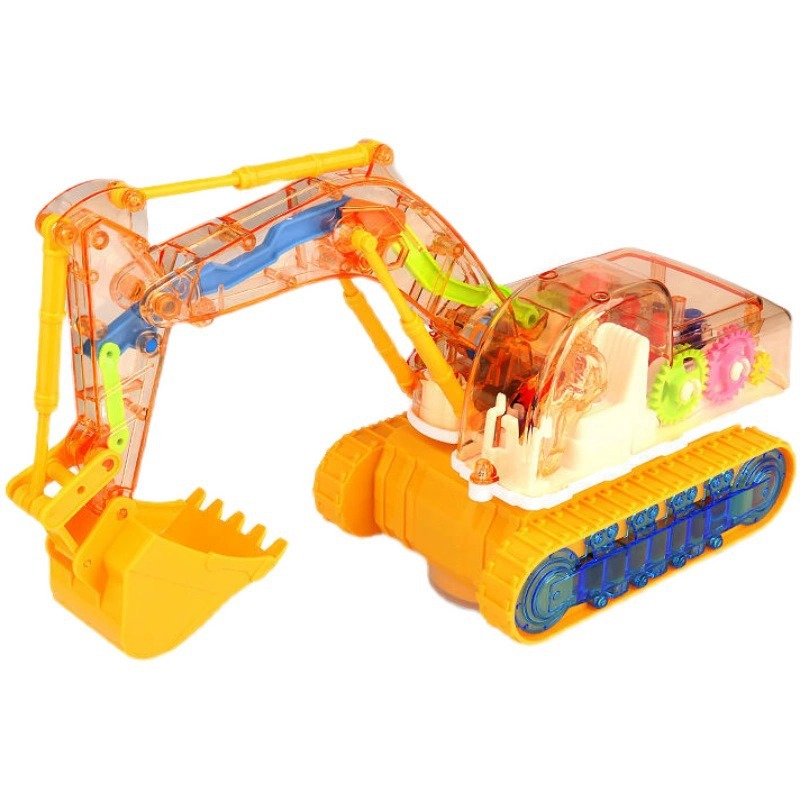 Children's electric excavator, transparent universal directional music and light excavator, engineering vehicle, toys for boys aged one to three Item Picture