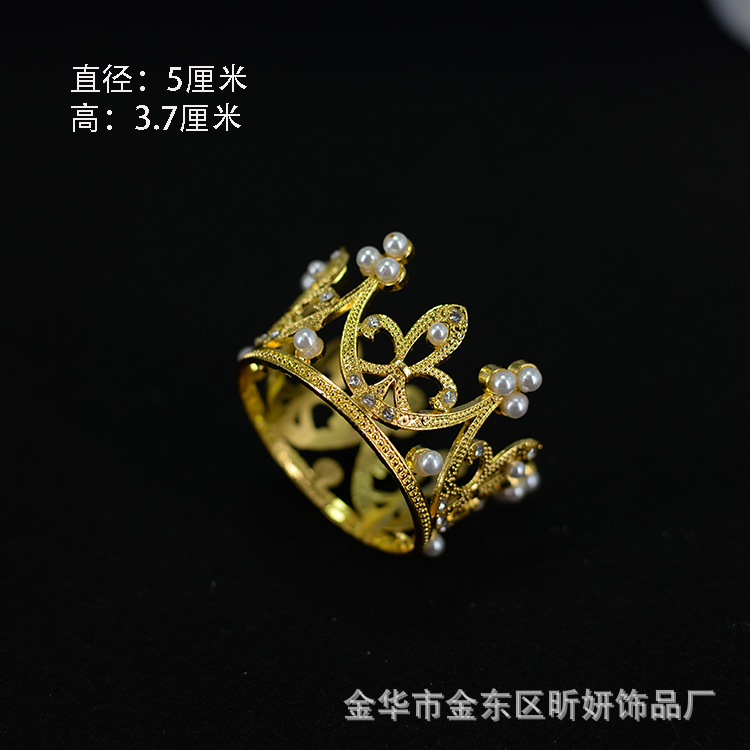 New European-style round small crown bride headwear, flower girl hair accessory, wedding dress crown, birthday cake, flower arrangement Specification image