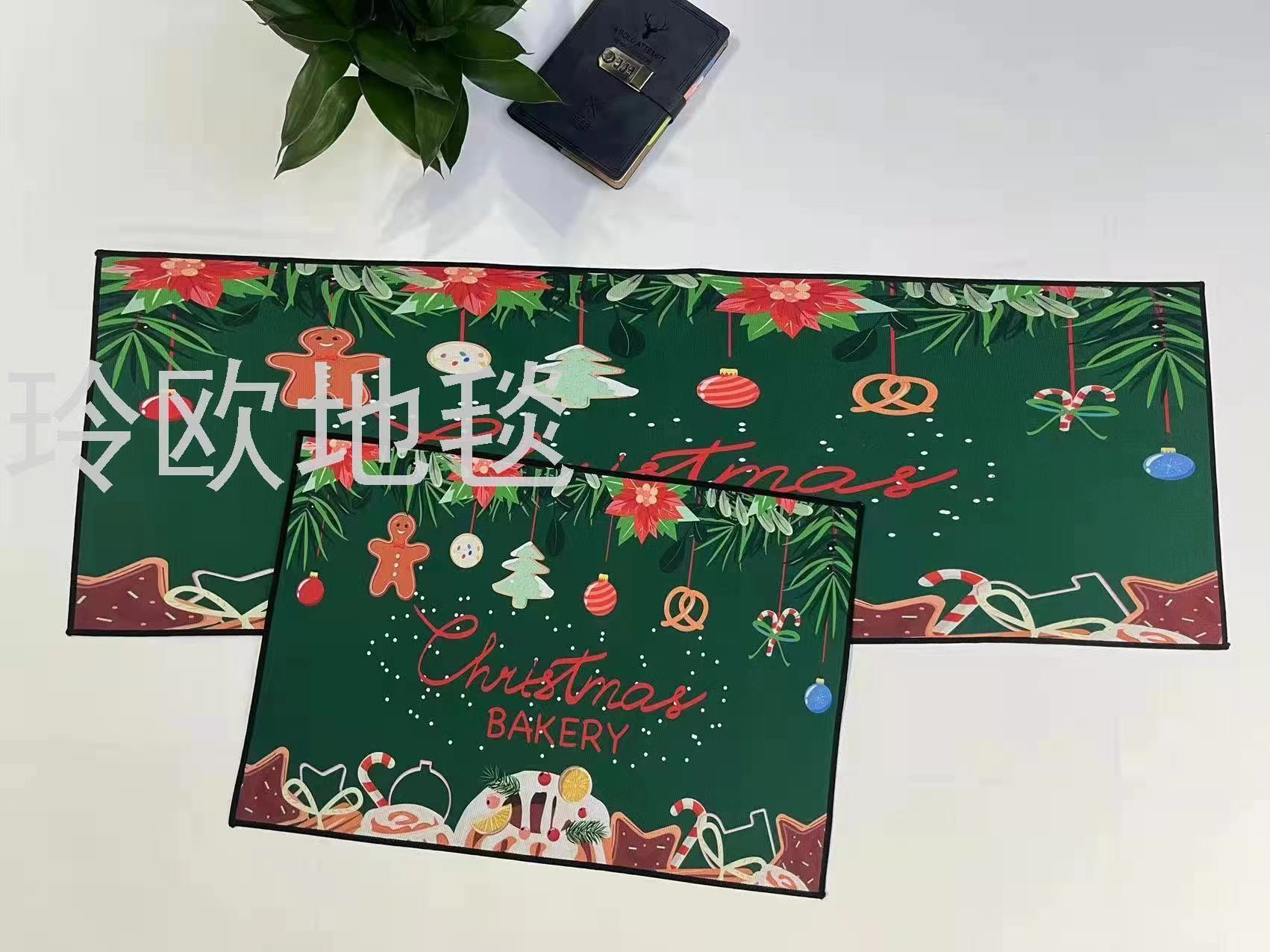 Ling Ou Christmas Series Kitchen Floor Mat Christmas Eve Decoration Door Mat Entry Door Mat Absorbent Oil Absorbent Floor Mat details Picture