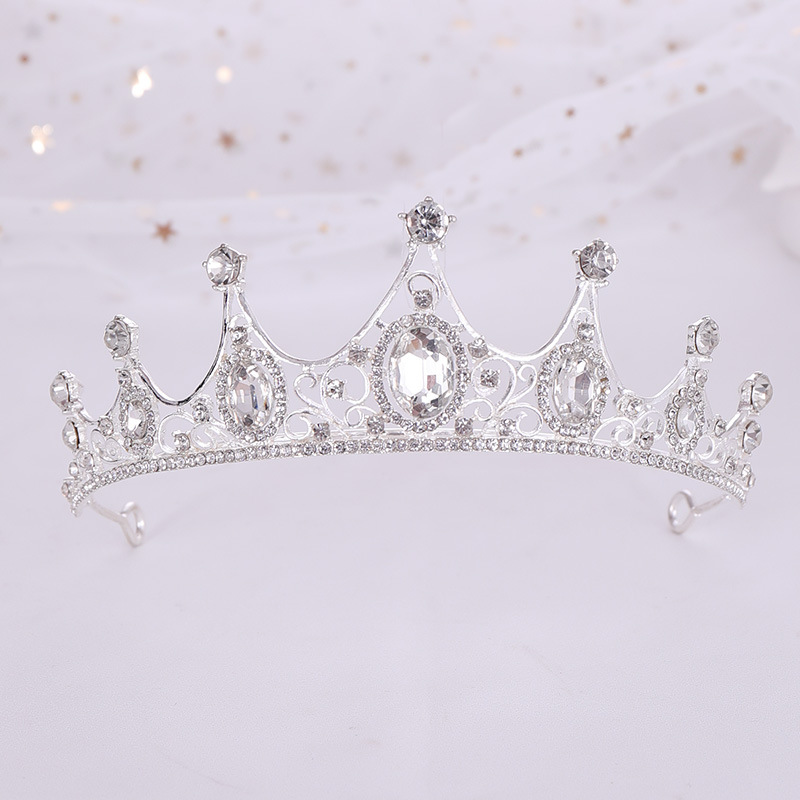 Wholesale of retro Baroque bride's crown, green diamond small crown, noble and elegant birthday princess crystal crown headwear Specification image