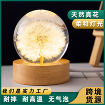 Cross-border source dandelion crystal ball luminous night light eternal flower carved crystal ball night light birthday gift M2