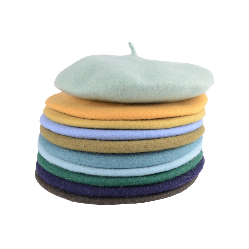 Korean Wool Beret Autumn-Winter Vintage Woolen Painter's Hat Winter Day Hat Female Bud Hat Factory Direct Sales Application Scenario