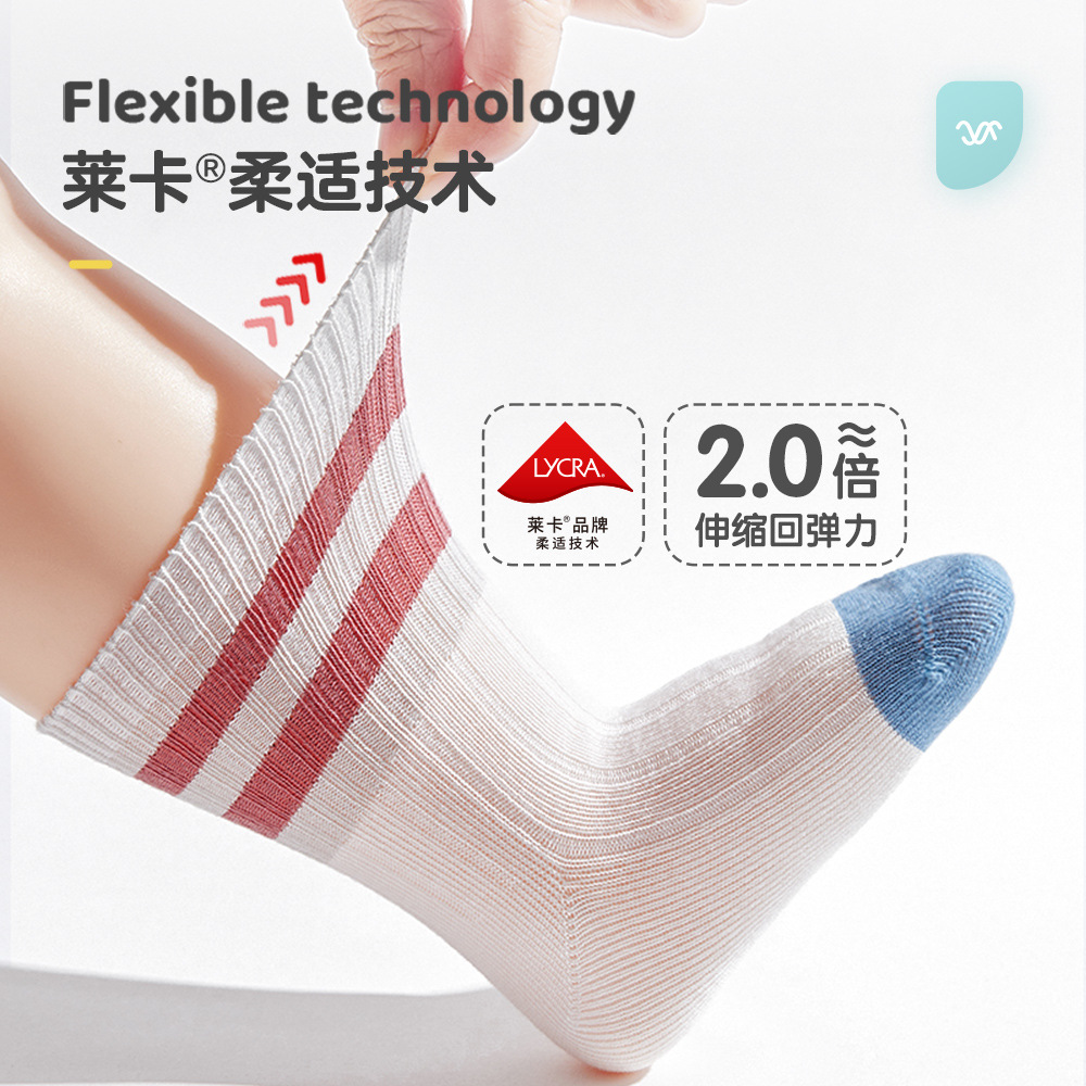 Little Dragon 0-15 Years Old Boneless Loose Opening Children's Socks Spring Summer Striped Baby Socks Thin Cotton Cotton Socks For Baby Boys And Girls Specification drawing