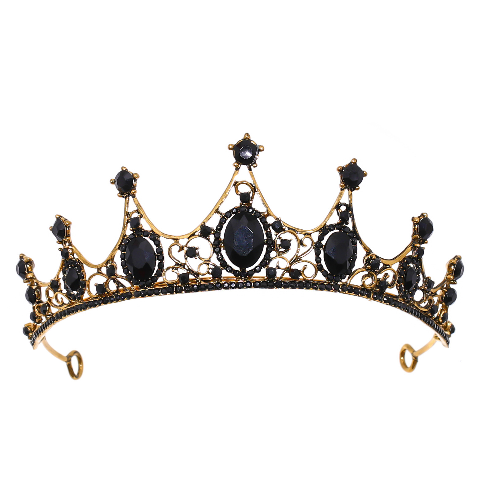 Wholesale of retro Baroque bride's crown, green diamond small crown, noble and elegant birthday princess crystal crown headwear details Picture