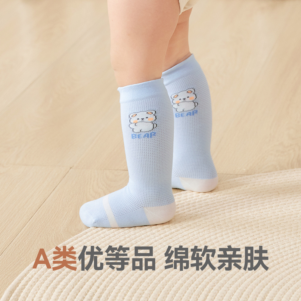 Little Dragon Man 2024 Summer Cartoon Mesh Midtube Socks Boneless Breathable Long Tube Children's Socks For Baby Boys And Girls details Picture