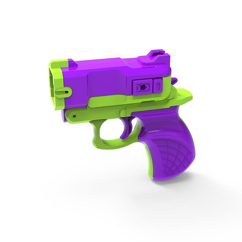 抖音同款皮筋枪萝卜枪玩具儿童解压玩具枪3d打印迷你橡筋手枪批发白底实物图
