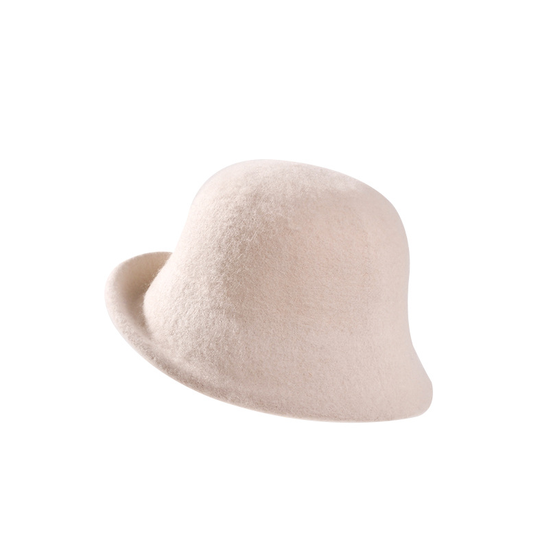 Aussie Wool Hat For Women Autumn-Winter Small Round Hat With Curled Edge Small Basin Hat Comfortable Wool Basin Hat Item Picture