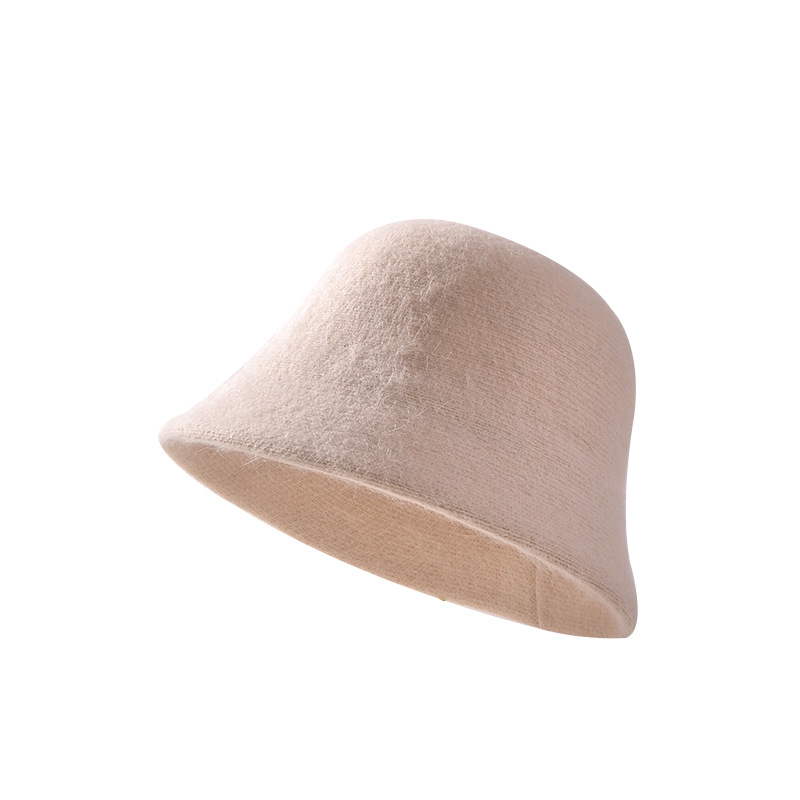 Angora Long Rabbit Hair Knitted Hat For Women Autumn And Winter Thick Warm Small Pot Hat Bucket Hat Fisherman Hat Item Picture