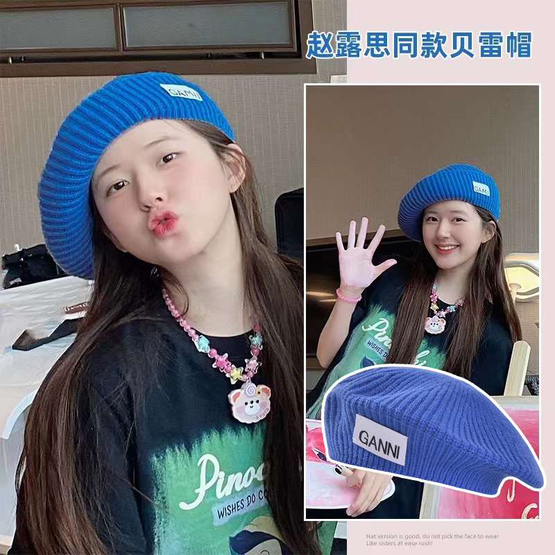 Autumn/Winter Women's Knitted Berets Labeling Cloth Alphabet Painter Hats Woolen Caps Mushroom Caps Wholesale full figure