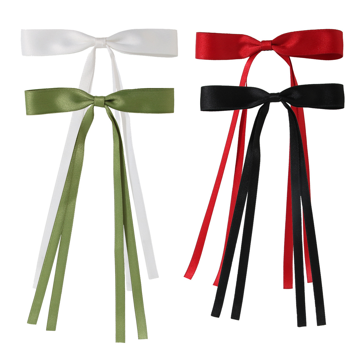 Guanyang Cross-border sweet polyester-cotton ribbon bow hair clips, back head duckbill clips, hair clips, headwear and hair accessories wholesale Item Picture
