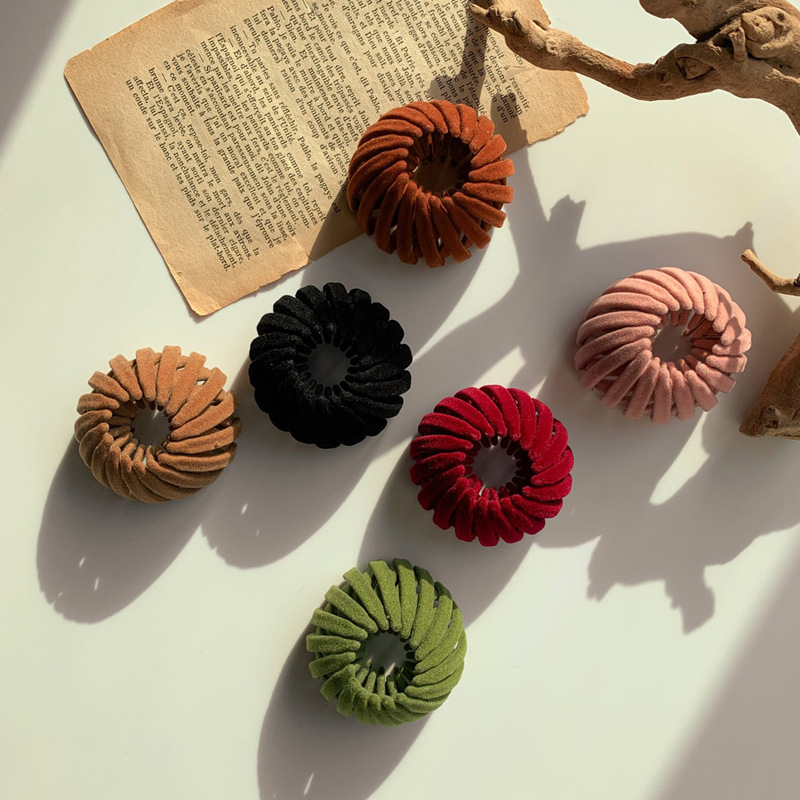 Dowei Jewelry South Korea Simple European Bird's Nest Flocking Hair Clip Ball Head Ponytail Buckle Hair Tray Scrunch full figure