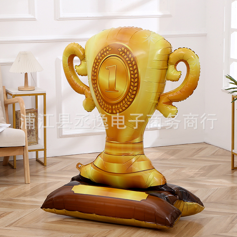 Cross-Border Super Large Standing Trophy Aluminum Balloon Sports School Sports Celebration Dinner Birthday Party Decoration