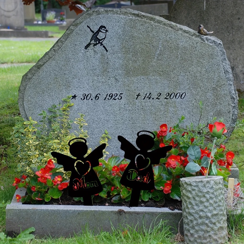 铁艺铁制工艺品1 件纪念桩公墓墓碑桩标记Dad纪念天使白底实物图