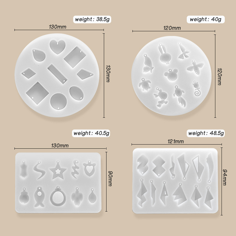 跨境几何镜面耳环水晶滴胶模具 diy耳饰吊坠饰品石膏树脂硅胶模具产品图