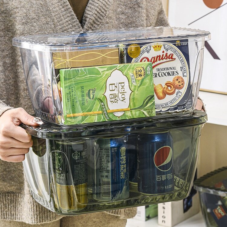Light luxury covered storage box, PET dressing table, skin care product storage basket, transparent sundries, snack and cosmetics organization box Specification drawing