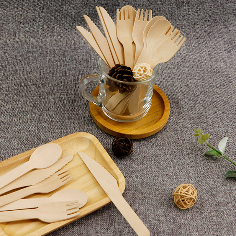 木制餐具木勺咖啡勺冰淇淋勺一次性桦木刀叉勺详情图2