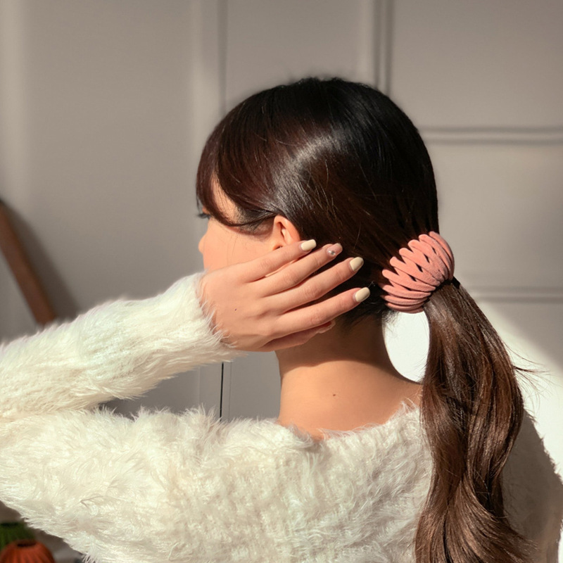Dowei Jewelry South Korea Simple European Bird's Nest Flocking Hair Clip Ball Head Ponytail Buckle Hair Tray Scrunch details Picture
