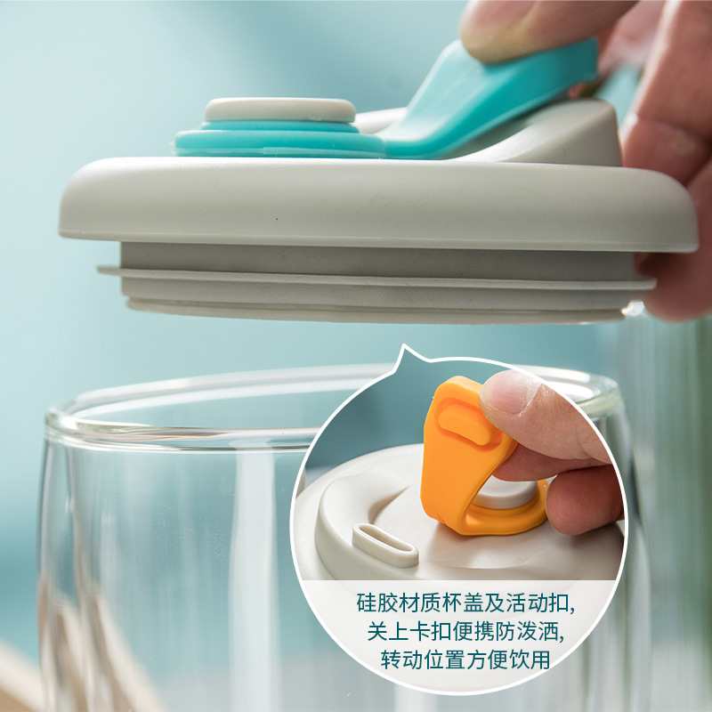 Double-layer transparent glass egg-shaped cups with silicone LIDS, juice and milk cups, heat-insulating transparent glass coffee cups, drinking cups Specification image