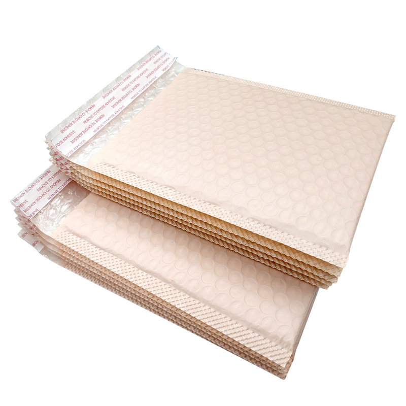 Naked Pink Bubble Bag Color Milk Coffee Thickened Co-Extruded Film Express Packaging Foam Bag Self-Adhesive Envelope Bag details Picture
