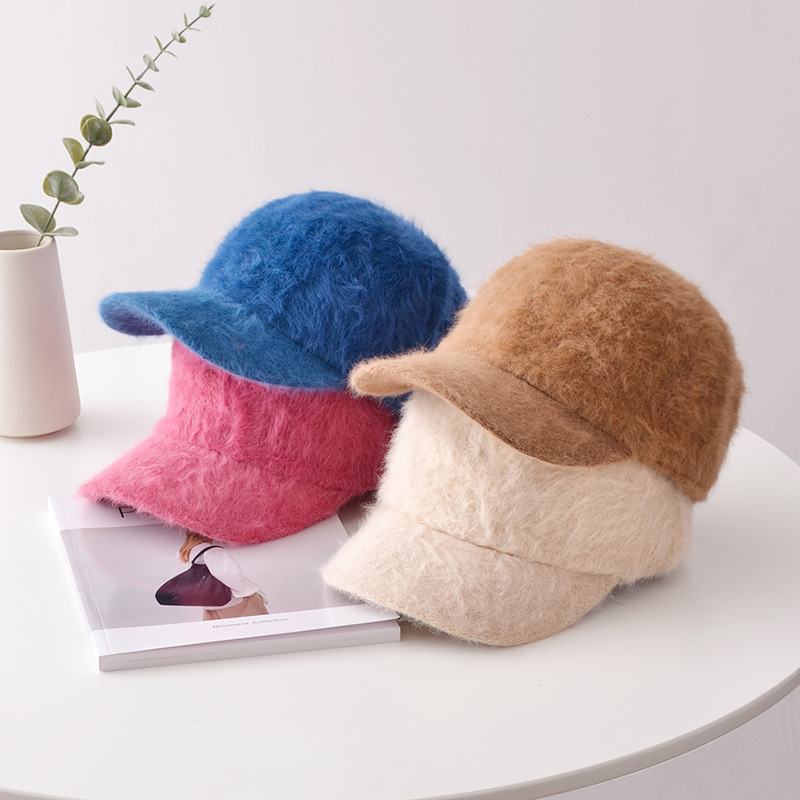 Wholesale of thickened and warm rabbit fur baseball caps for women in autumn and winter details Picture