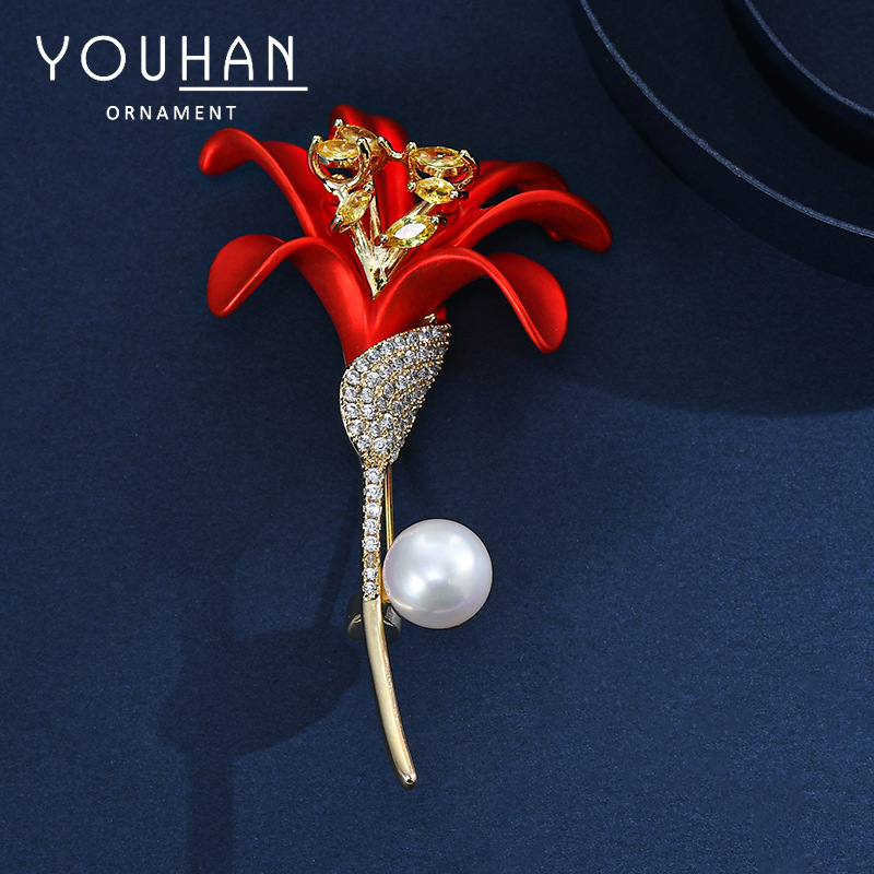 New autumn and winter suit jackets, corsage fixed clothes, banquet dress accessories, high-end lacquered lily brooches for women
