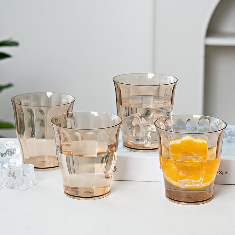 PET colored juice tea cups, hotel and restaurant anti-drop, high-temperature resistant transparent plastic beer mugs and mouthwash cups