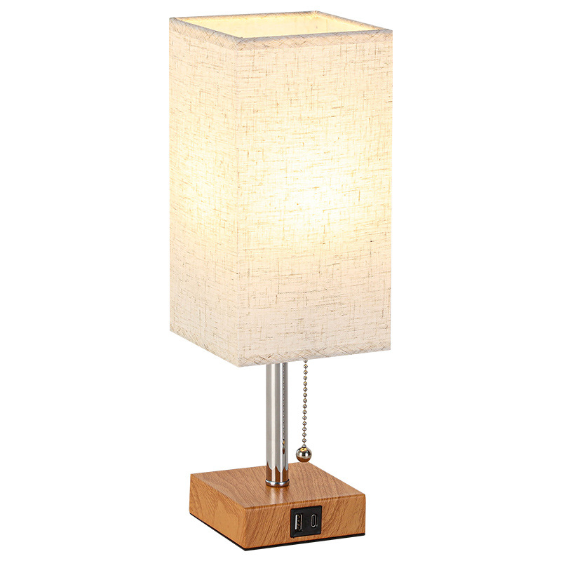 Cross-border decorative table lamp, night light, USB charging bedside lamp, Nordic fabric desktop, three-level dimming led table lamp Item Picture