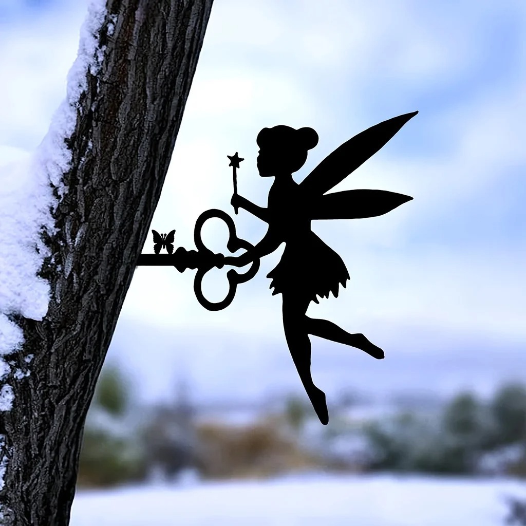 铁艺铁制工艺品仙女蝴蝶钢剪影金属墙艺术跨境爆款