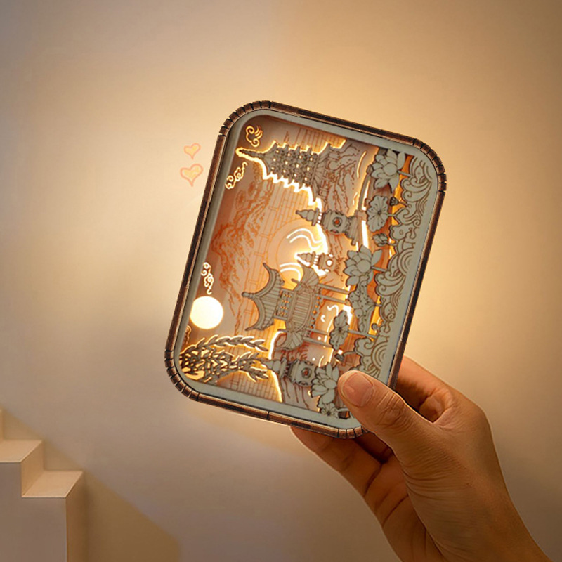 Souvenir Gift Home Decoration Tabletop Decoration Travel Souvenir Gift Bedroom Bedside Atmosphere Night Light Carved Wood Lamp Specification drawing