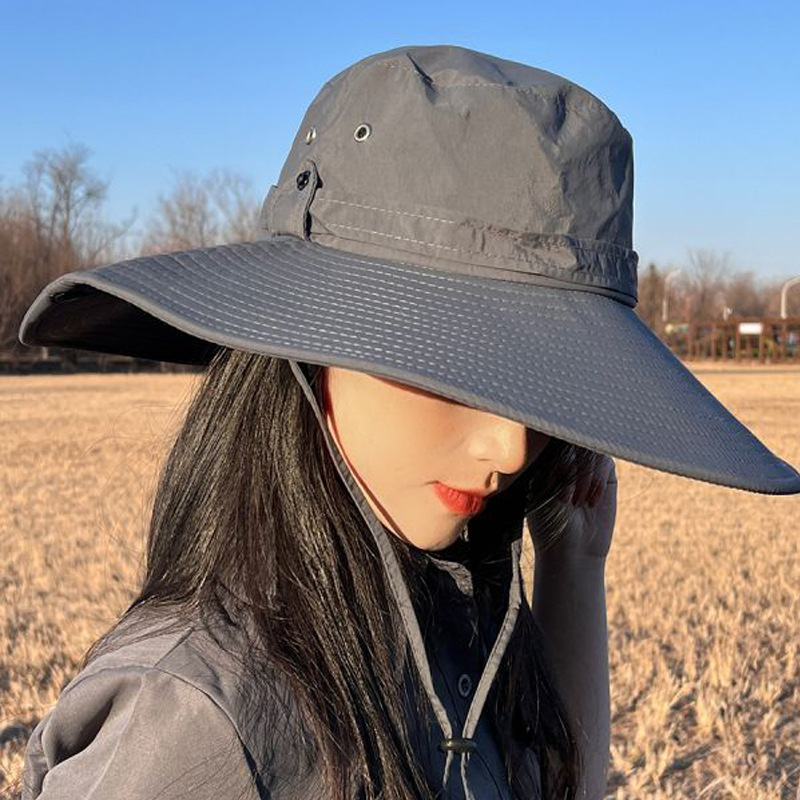 Summer Outdoor Sun Protection Fisherman Hat Large Canopy Shade Fishing Hat For Both Men And Women Solid Color Sun Protection Jungle Hiking Hat details Picture