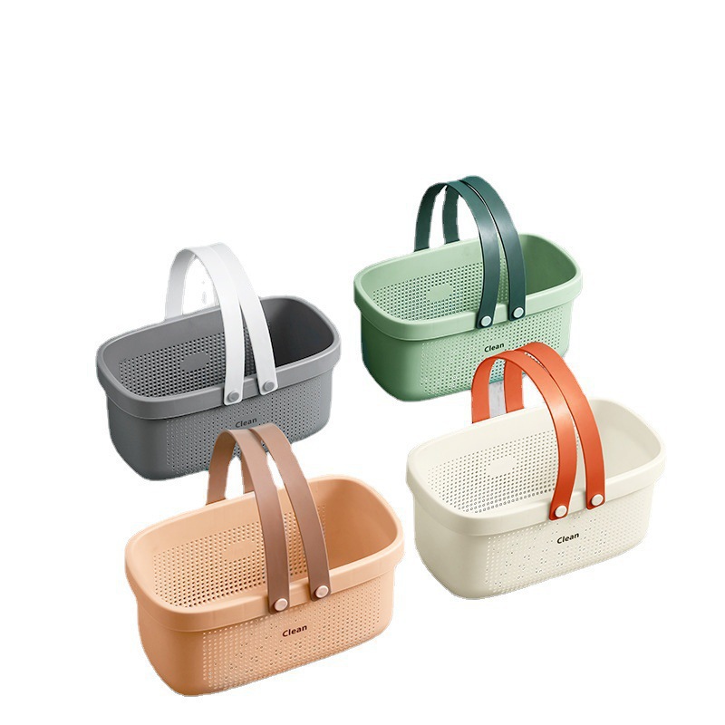 Household hand-held bath basket, shower basket, washbasin basket, hand-held bathroom basket, large-capacity storage, simple bathing and washing hanging basket Item Picture