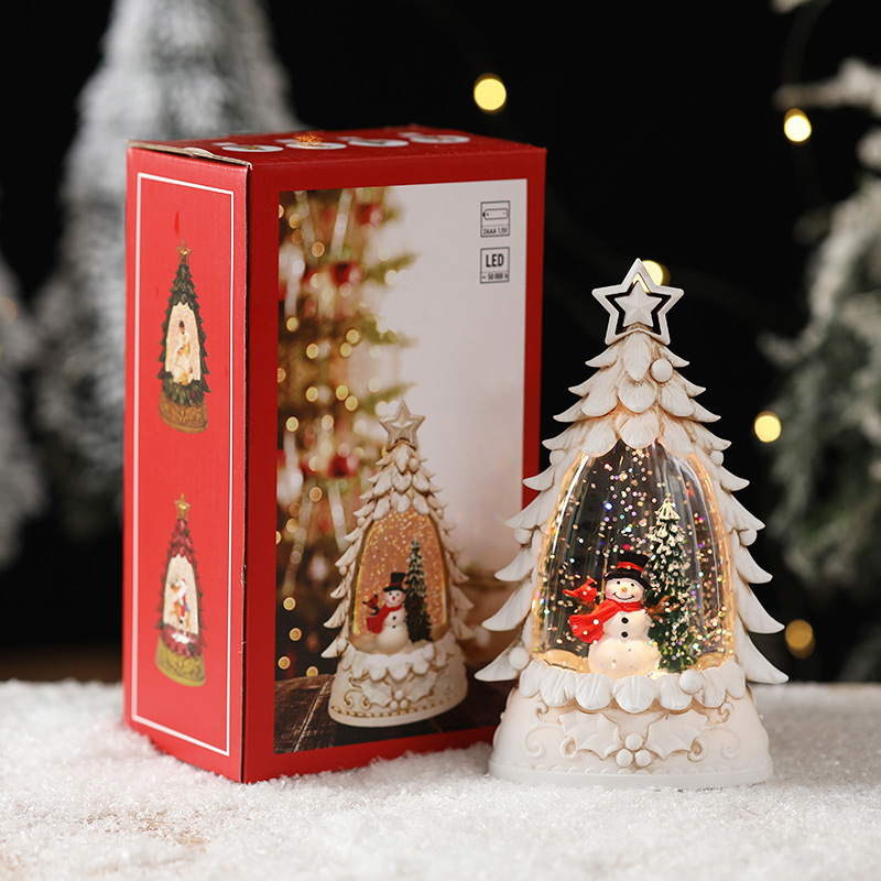 Christmas light, water-filled, snow-falling Christmas tree, small wind lamp, interior view, elderly night light, table ornaments, decorations, gifts Application Scenario