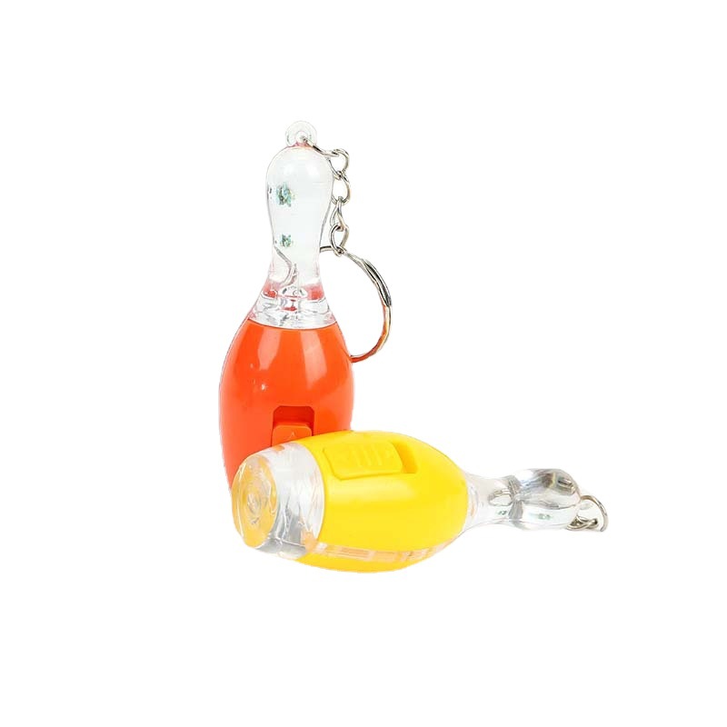 跨境创意LED发光塑料保龄球钥匙扣挂件彩灯小礼品可印logo详情图5