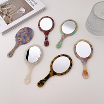 朵薇饰品韩国时尚复古醋酸板材椭圆镜子便携小巧镜日常补妆小镜子