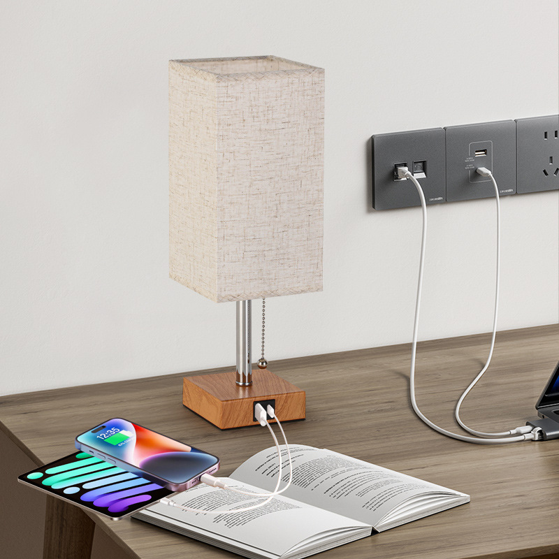 Cross-border decorative table lamp, night light, USB charging bedside lamp, Nordic fabric desktop, three-level dimming led table lamp Application Scenario