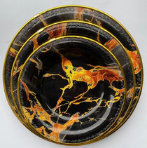 Plates Foreign marble plastic plate disposable plate household dishes Pasta salad plate fruit plate