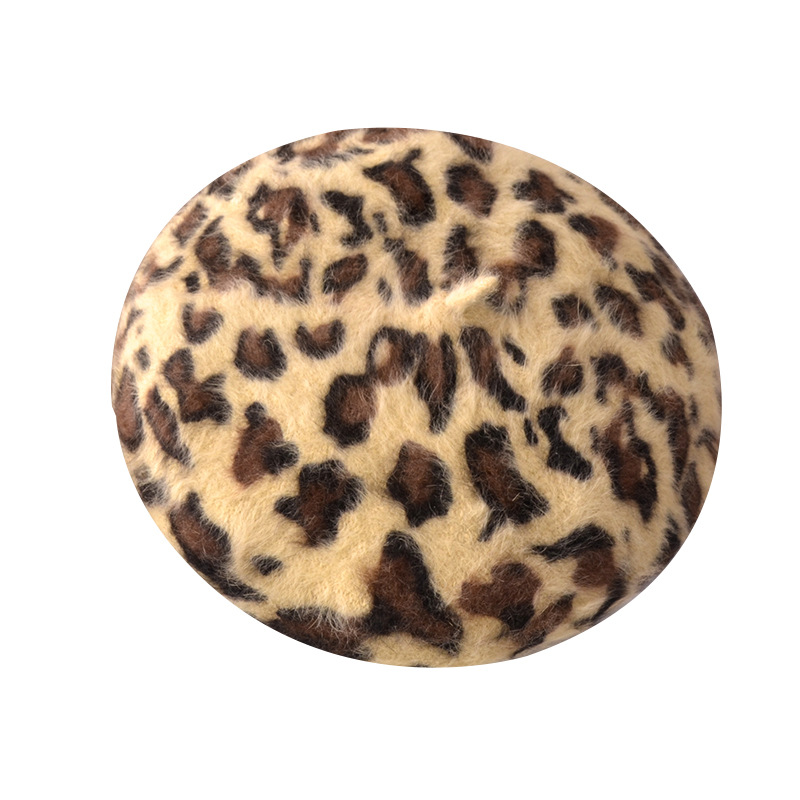 Autumn/Winter Women's Hats New Leopard Print Beret Wool Painter Hat Mushroom Hat Wholesale Item Picture