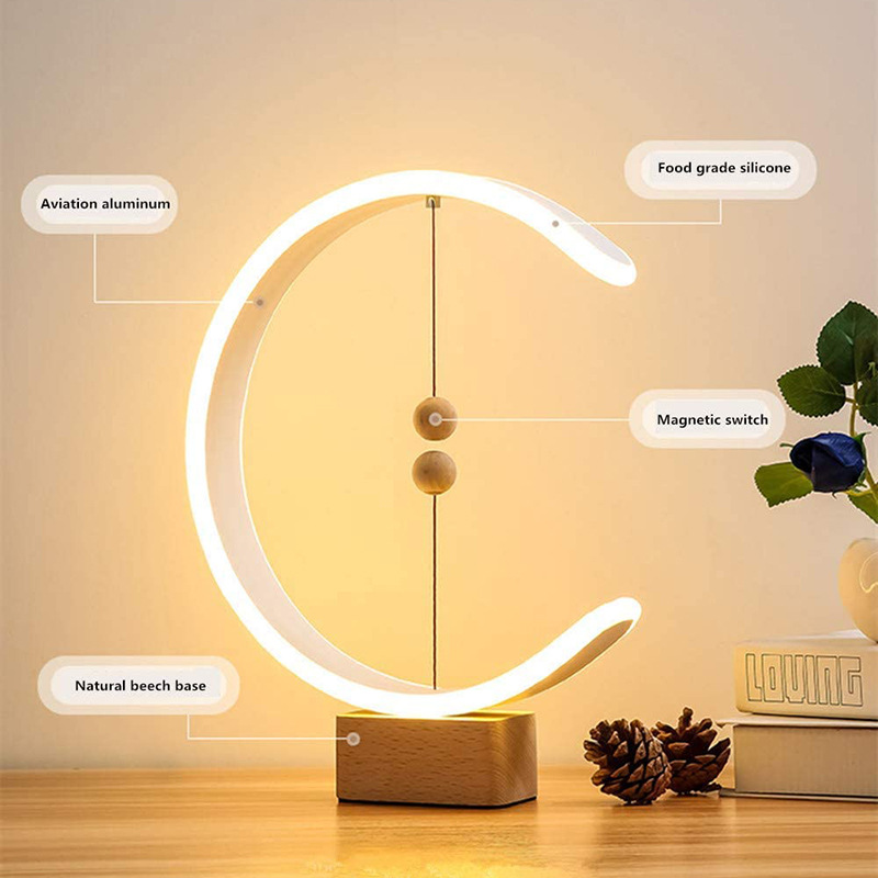 Smart remote control creative desk lamp, magnetic suspension balance lamp, Douyin same style, popular gift desk lamp for bedside and wedding room details Picture